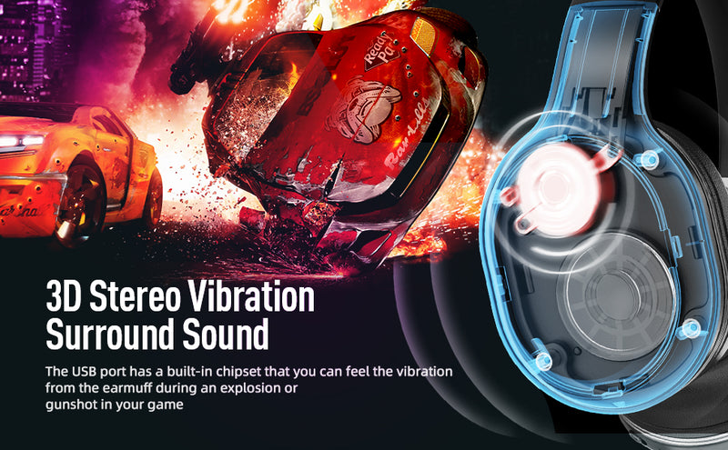 Fones de ouvido para jogos Kofire UG-05 2.4G BT5.0 sem fio com microfone RBG luz vibração Bluetooth para PS4 PS5 PC Switch