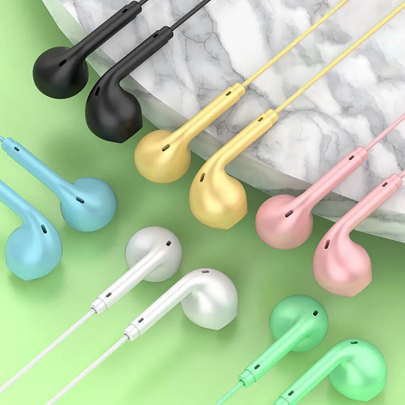 Fone De Ouvido Macaron Super Bass com fio com microfone