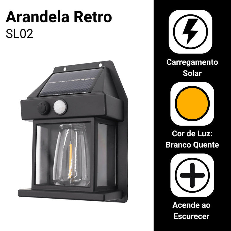Kit 6 Luminária Solar Retro Wall Slot Sl02