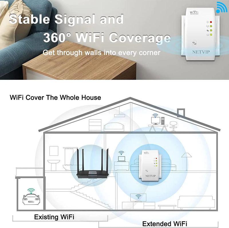 Repetidor Amplificador de Sinal Wifi 600/mbps Portátil Ultra Rápido
