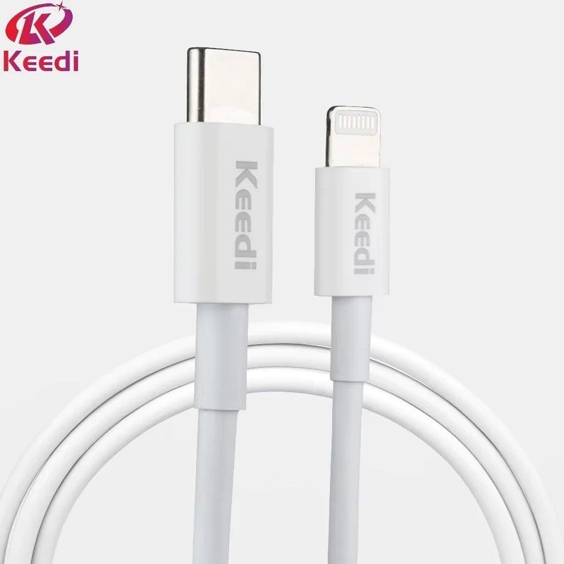 Cabo USB Lightning V8 Tipo C ou Keedi 65W para iPhone, Carregador Rápido, Transferência de Dados, Turbo Potente