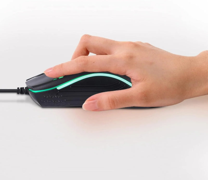 Mouse Óptico Gamer RGB LED com Fio USB de Alta Precisão, Iluminação Personalizável, Design Ergonômico Durável