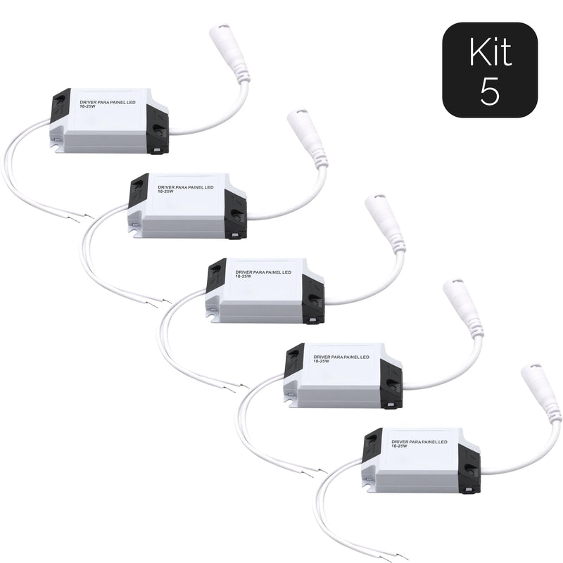 Kit 5 Driver Reator Externo Fonte Led Para Painel Plafon 18-25W Bivolt