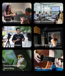 Ulanzi AM18 U-Mic 2.4G Microfone estéreo sem fio com captação de 100 m, gravação de canal duplo de 20+ horas para DSLR, iOS, Android, PC, entrevista ao vivo