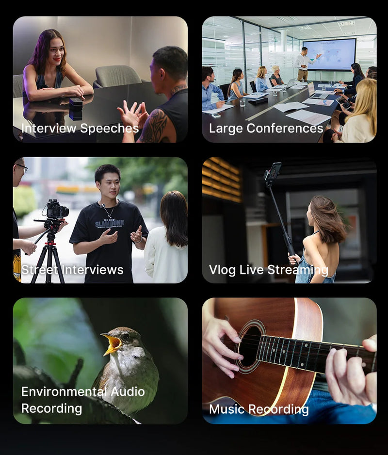 Ulanzi AM18 U-Mic 2.4G Microfone estéreo sem fio com captação de 100 m, gravação de canal duplo de 20+ horas para DSLR, iOS, Android, PC, entrevista ao vivo