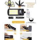 Luminária Solar Mini Sensor de Movimento Controle Remoto 60W Iluminação LED Externa Jardim Sustentável Varanda Recarregável