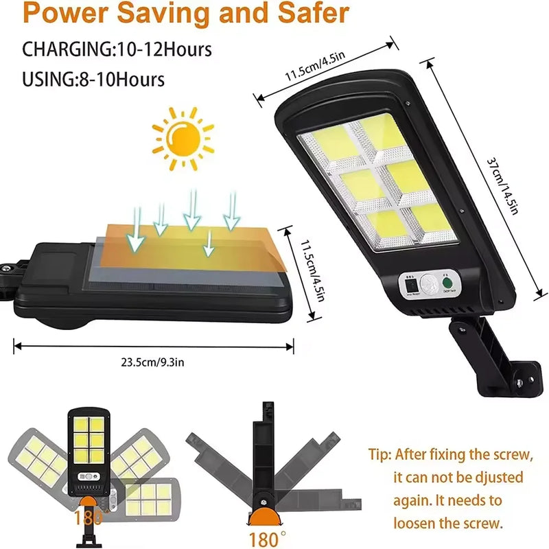 Luminária Solar Mini Sensor de Movimento Controle Remoto 60W Iluminação LED Externa Jardim Sustentável Varanda Recarregável