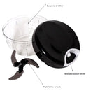 Processador de alimentos manual multifuncional de aço inoxidável com 3 lâminas premium