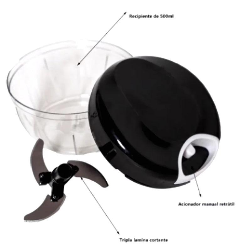Processador de alimentos manual multifuncional de aço inoxidável com 3 lâminas premium