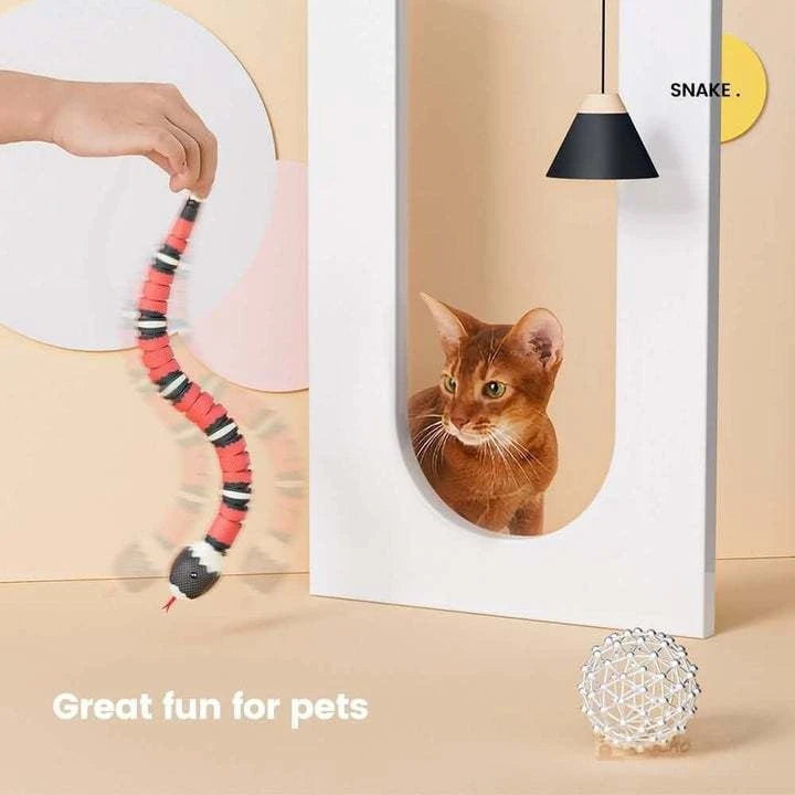 Cobra Elétrica Para Gatos Brinquedo Pet Sensor Inteligente Caça Interativos Animais De Estimação Recarregável Realista