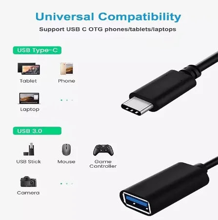 Cabo Adaptador Universal Tipo C ou V8 para USB Carregamento e Transferência de Dados - Compatível com Smartphones e Tablets Android