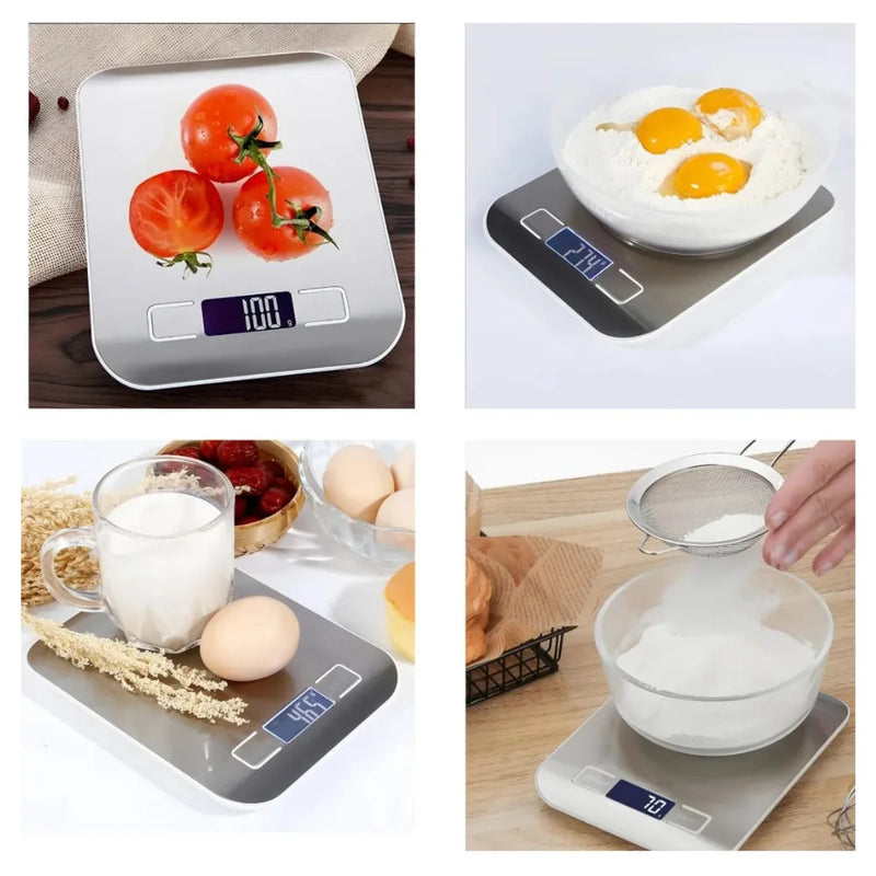 Balança de Cozinha Digital de Alta Precisão 0,1 a 10kg em Aço Inox