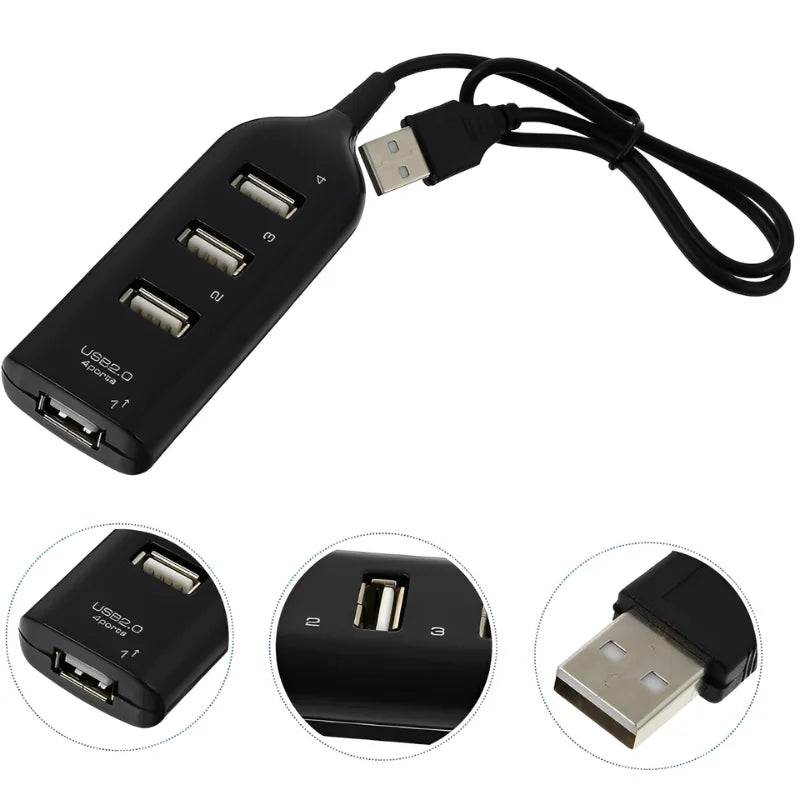 Hub Com 4 Portas USB 2.0 Convencional 480Mbps para Computador e Notebook