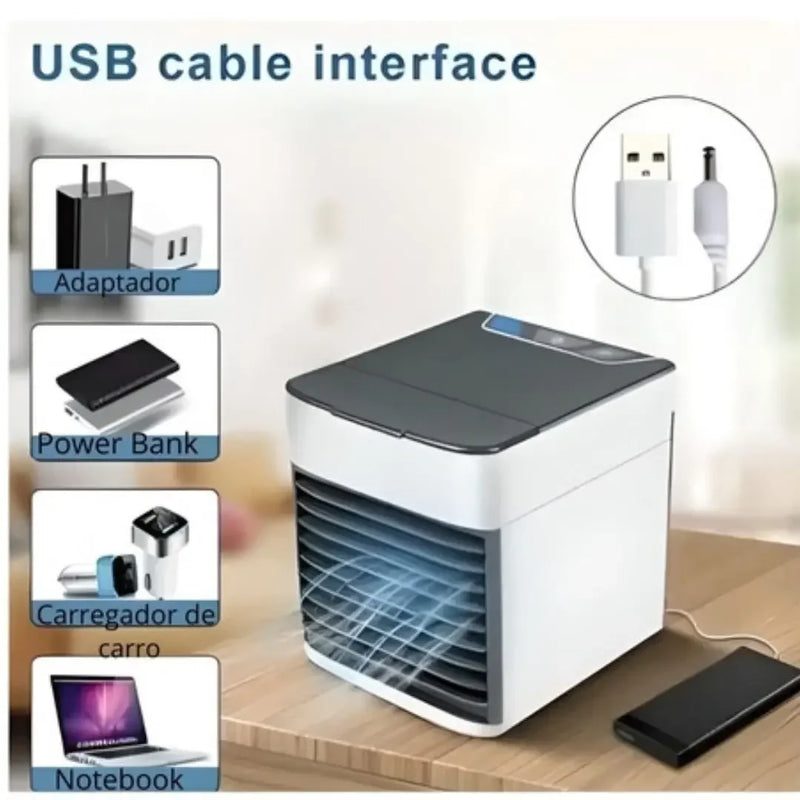 Mini Ar Condicionado e Umidificador Portátil USB - Refrigeração Prática e Eficiente para o Conforto do seu Ambiente
