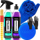 Kit Produtos para Limpeza e Hidratação de Painel Plástico Borracha Sintra Fast Restaurax Pincel Aplicador Pano Luva Vonixx
