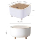 Mini Lixeira Com Pés de Madeira Moderna Com Tampa de Pressão Para Sala Banheiro Cozinha Escritório 2L Redondo e Quadrado