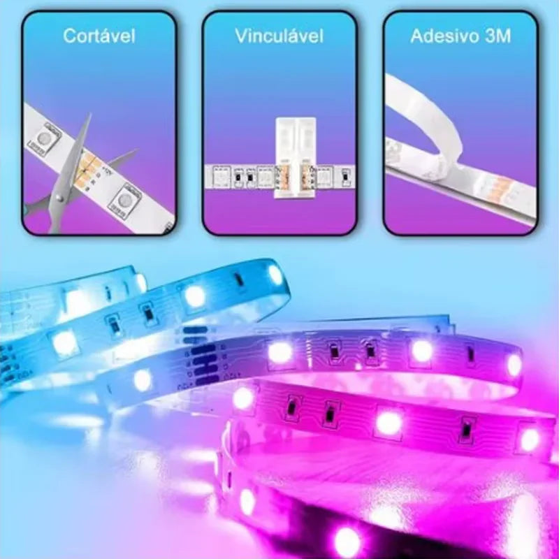 Fita Led Rgb 5050 Rolo 20m Ip65 + Controle + Fonte 24v Bivolt