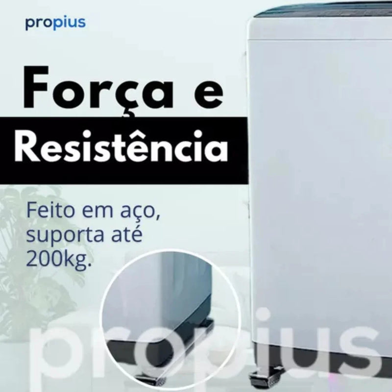 Base de Apoio com Rodas Regulável Lavadora, Fogão, Geladeira e objetos até 200 kg