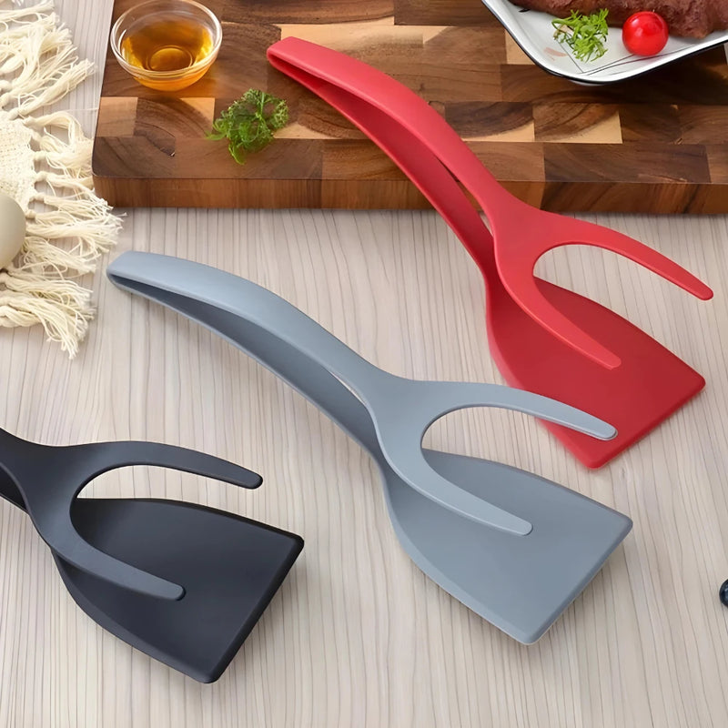 Kit com 2 ou 3 Espátulas de Silicone Multiuso com Palito para Ovos, Bife, Panqueca e Tapioca