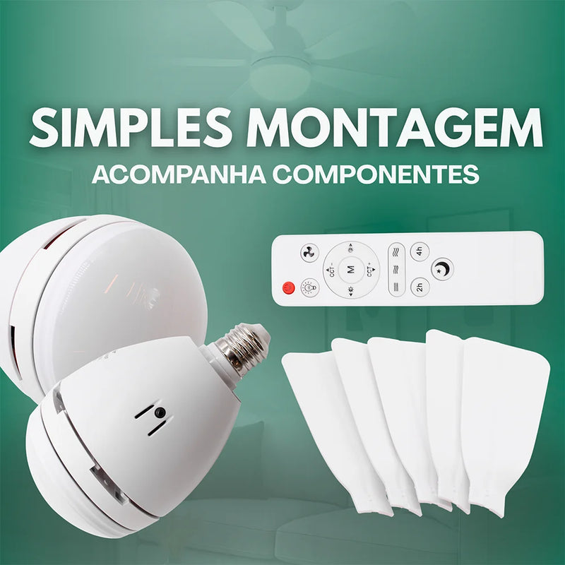 Ventilador De Teto E27 Com Lâmpada Led Bivolt Vt02 80w