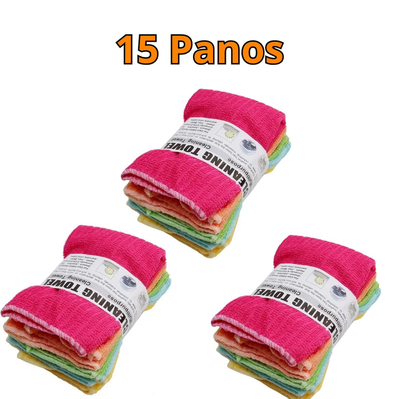 Kit com 5 Pano Mágico Microfibra Limpa Facil 30x30 Multiuso Ultra Soft Sem Fiapos