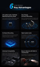 Ulanzi AM18 U-Mic 2.4G Microfone estéreo sem fio com captação de 100 m, gravação de canal duplo de 20+ horas para DSLR, iOS, Android, PC, entrevista ao vivo