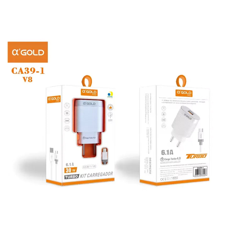 Carregador Turbo USB-C 3.0 de 30 W | Tecnologia de Carregamento Rápido | Compatível com iPhone e outros smartphones | Inclui cabo de 1,5 m