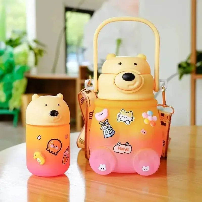 KIT Garrafas de Água 900ML + 200ML Infantil de Urso