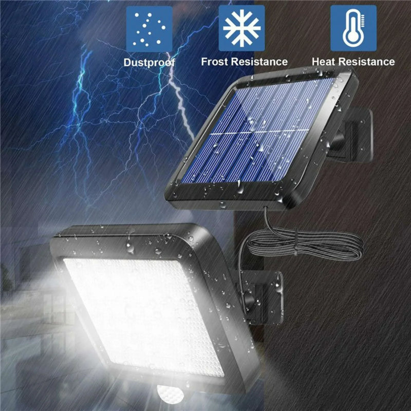 Luminária solar com 56 LEDs, sensor de presença humana, lâmpada IP44, à prova d'água, para áreas externas