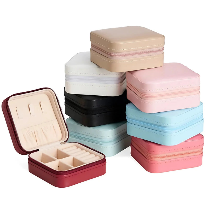Porta Jóias Portátil Mini Maleta Estojo Organizador Brincos Colares Anéis Caixinha de Jóias Para Viagem Compacta