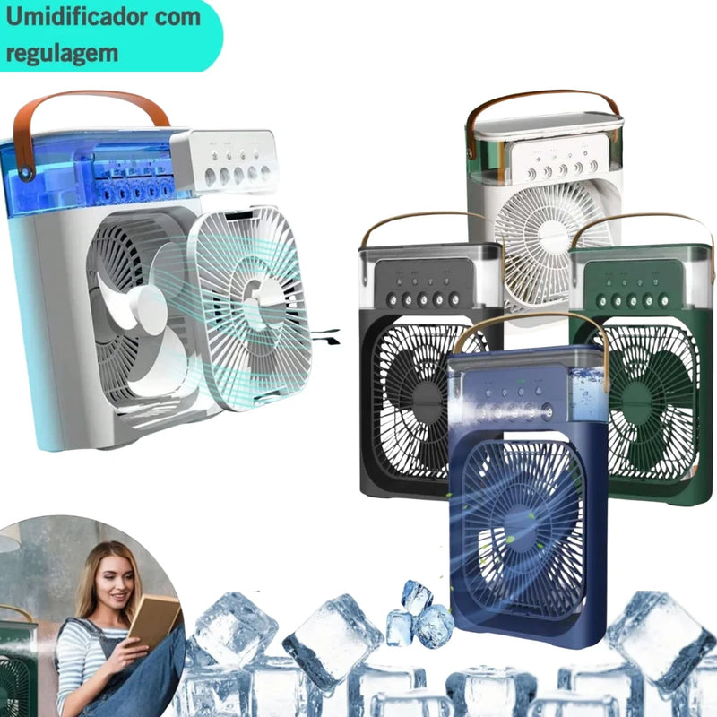 Mini Climatizador e Ventilador Led Umidificador do Ar com Água - Mini Ar Condicionado