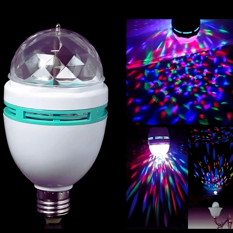 Lampada Giratória Rgb P/ Festas Bivolt + Adaptador Bivolt