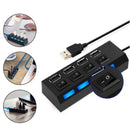 Hub USB com 4 Entradas USB 2.0 de Alta Velocidade com Botão Liga/Desliga