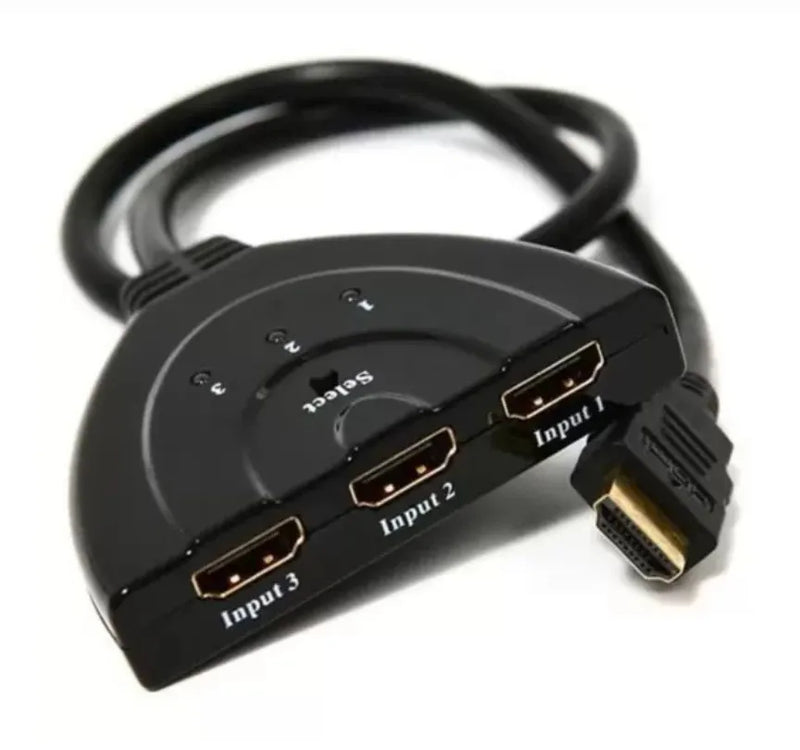 Cabo adaptador 3x1 para switch hub HDMI, 3 entradas e 1 saída, alta resolução, Full HD 4K, compatível com TV, PC, notebook, console, filmes