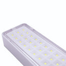 Luminária de emergência com 60 LEDs e bateria recarregável.