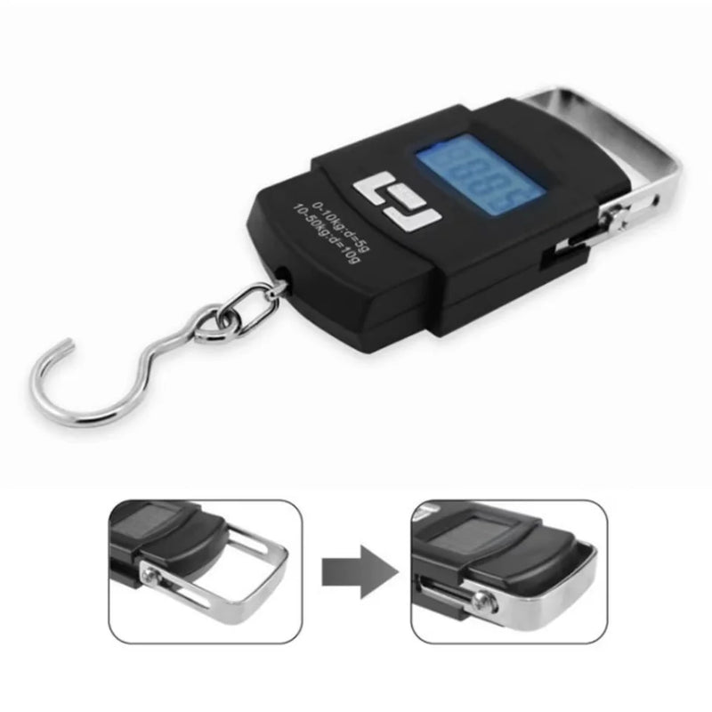 Balança digital portátil para bagagem, pesca de até 50 kg, compacta e precisa
