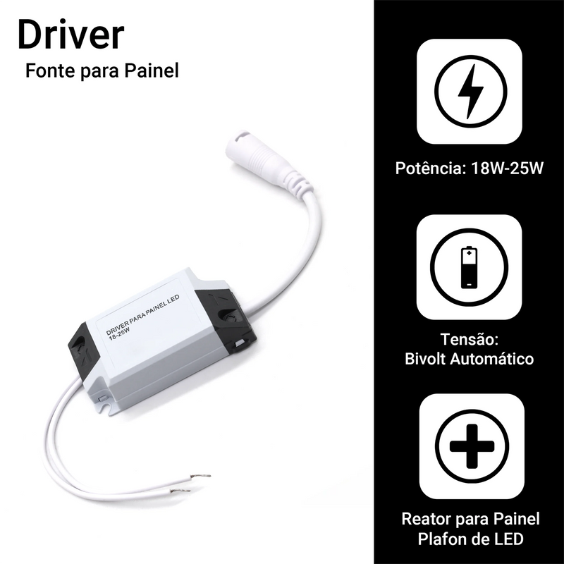 Kit 5 Driver Reator Externo Fonte Led Para Painel Plafon 18-25W Bivolt
