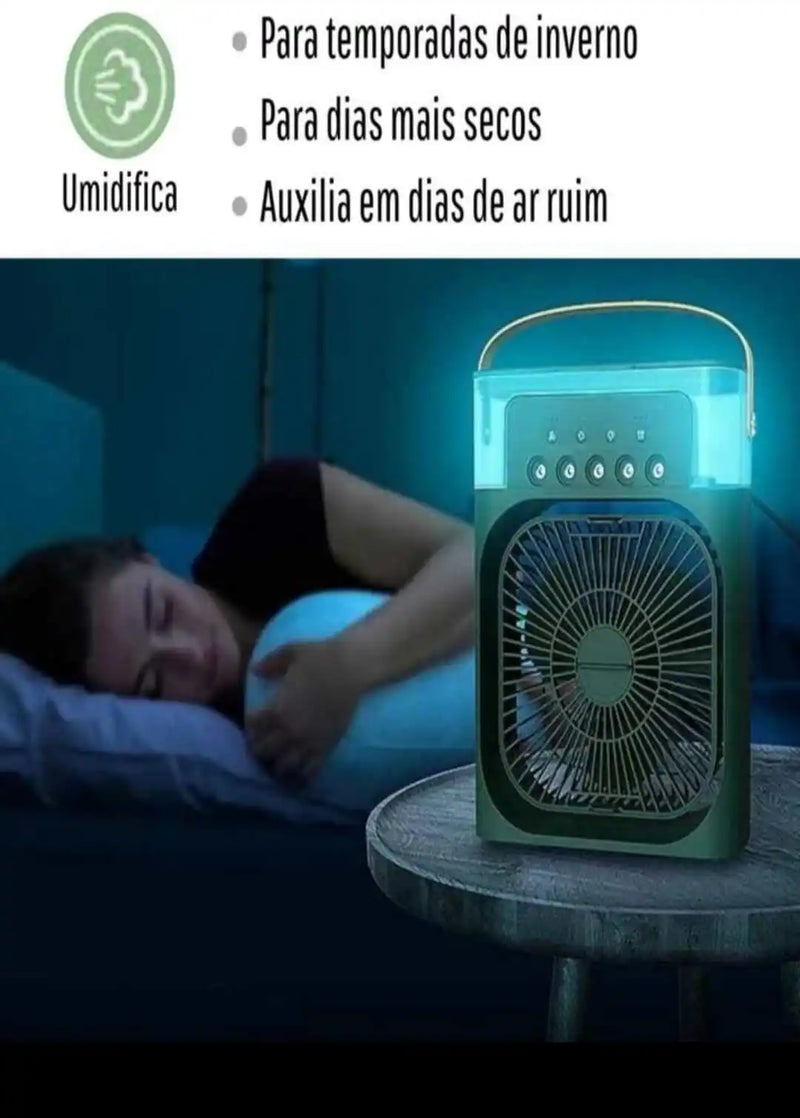 Mini Climatizador e Ventilador Led Umidificador do Ar com Água - Mini Ar Condicionado