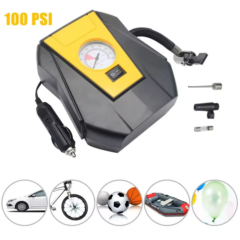 Compressor de ar portátil, manômetro elétrico, 150 PSI, inflador para encher pneus, carro, motocicleta, bicicleta, colchão, bolas de estrada