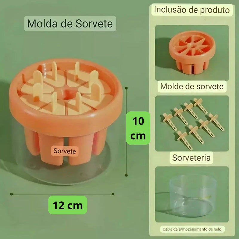 Molde para picolé e sorvete caseiro com suporte