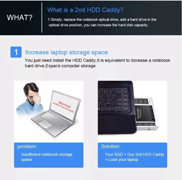 Adaptador Segundo HD ou SSD de 12,7mm para Notebook