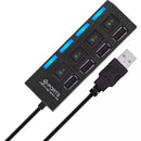 Hub USB com 4 Entradas USB 2.0 de Alta Velocidade com Botão Liga/Desliga