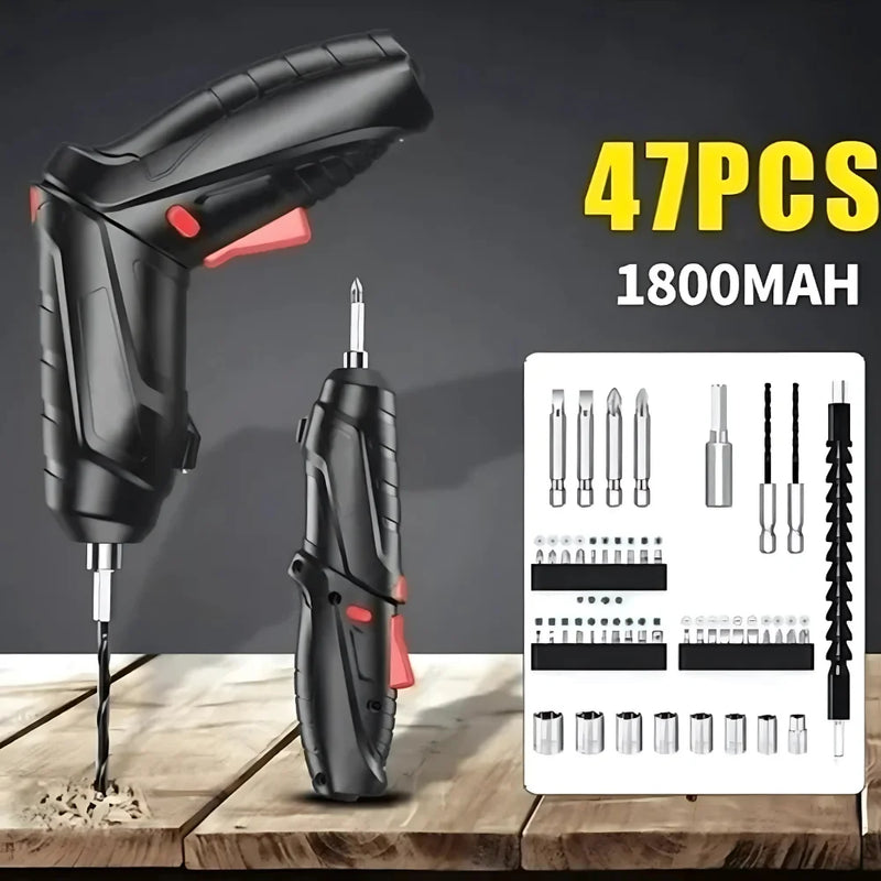Mini Kit de Parafusos Recarregável USB Portátil 47 Chaves 360 Graus Sem Fio Bivolt