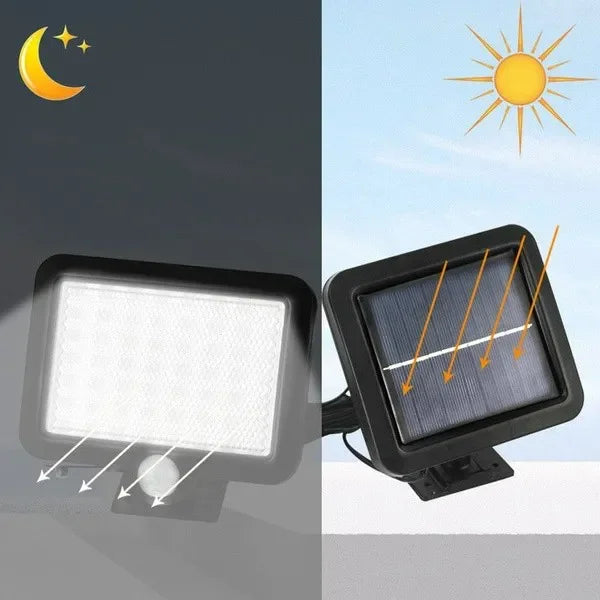 Luminária solar com 56 LEDs, sensor de presença humana, lâmpada IP44, à prova d'água, para áreas externas