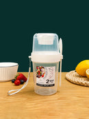 Porta de salada de vidro com garfo e mosto integrados - recipiente hermético para alimentos frescos, ideal para potes de fitness