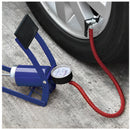 Bomba de ar portátil com pedal e mangueira de 50 cm para encher pneus de motocicletas, carros, bicicletas e bolas