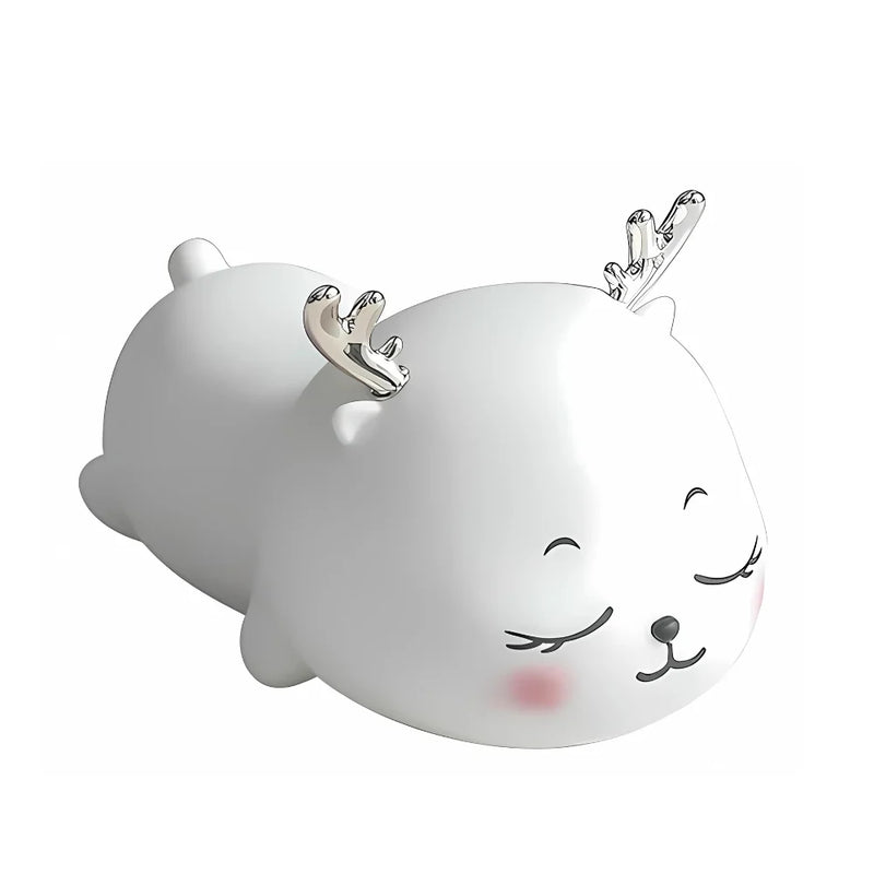 Mini Luminária Fluffy Cervo Abajur Led Silicone Touch Recarregável
