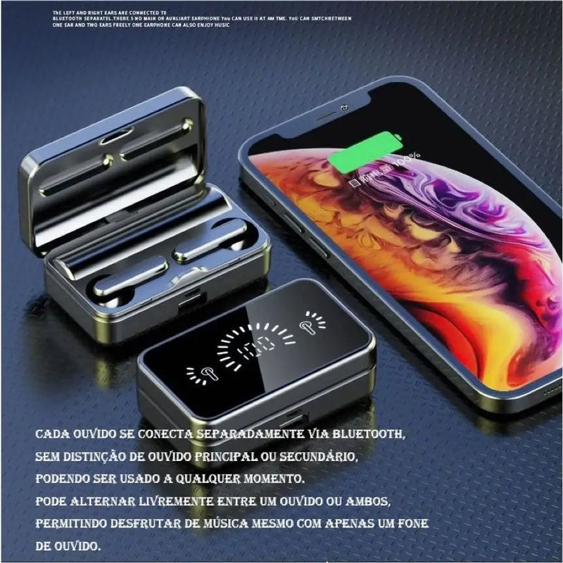 S20 TWS Sem Fio Bluetooth Headset Com Caixa De Carga, Cancelamento De Ruído, Fones De Ouvido LED Com Microfone, Fones De Ouvido