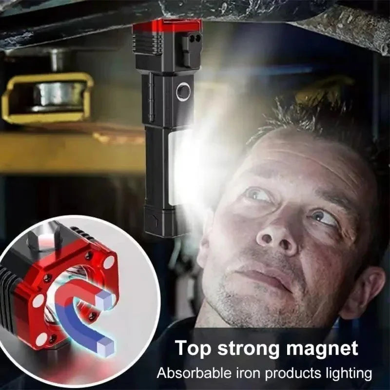 Lanterna recarregável 4 em 1 LED Power Bank 3W Lanterna de alta potência portátil USB multifuncional emergência acampamento