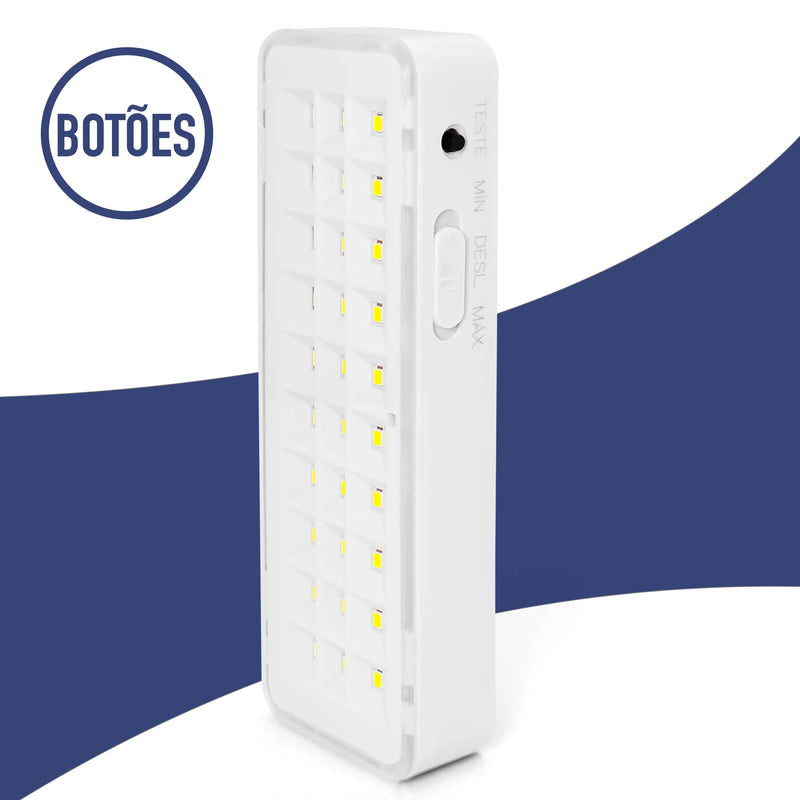 Kit 4 Luminária de Emergência 30 LEDs Bateria Recarregável